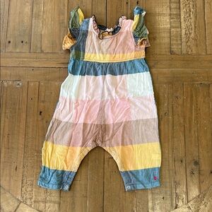 Pink chicken colorful plaid ruffle romper 12-18 months